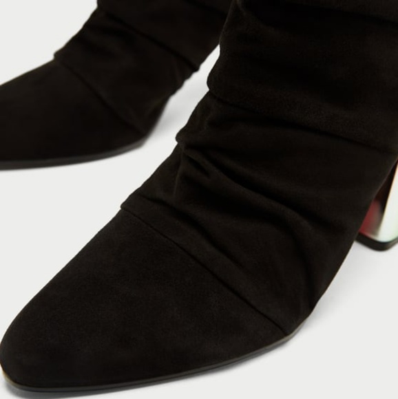 Zara Leather Ankle boots shimmery heel 6 - Picture 10 of 10